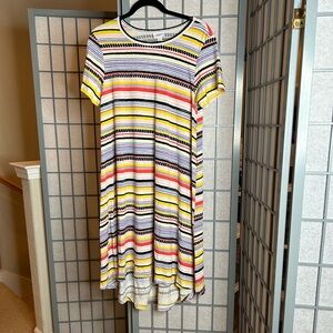 NWT LuLaRoe Carly High Low Multicolor Striped Swing Dress